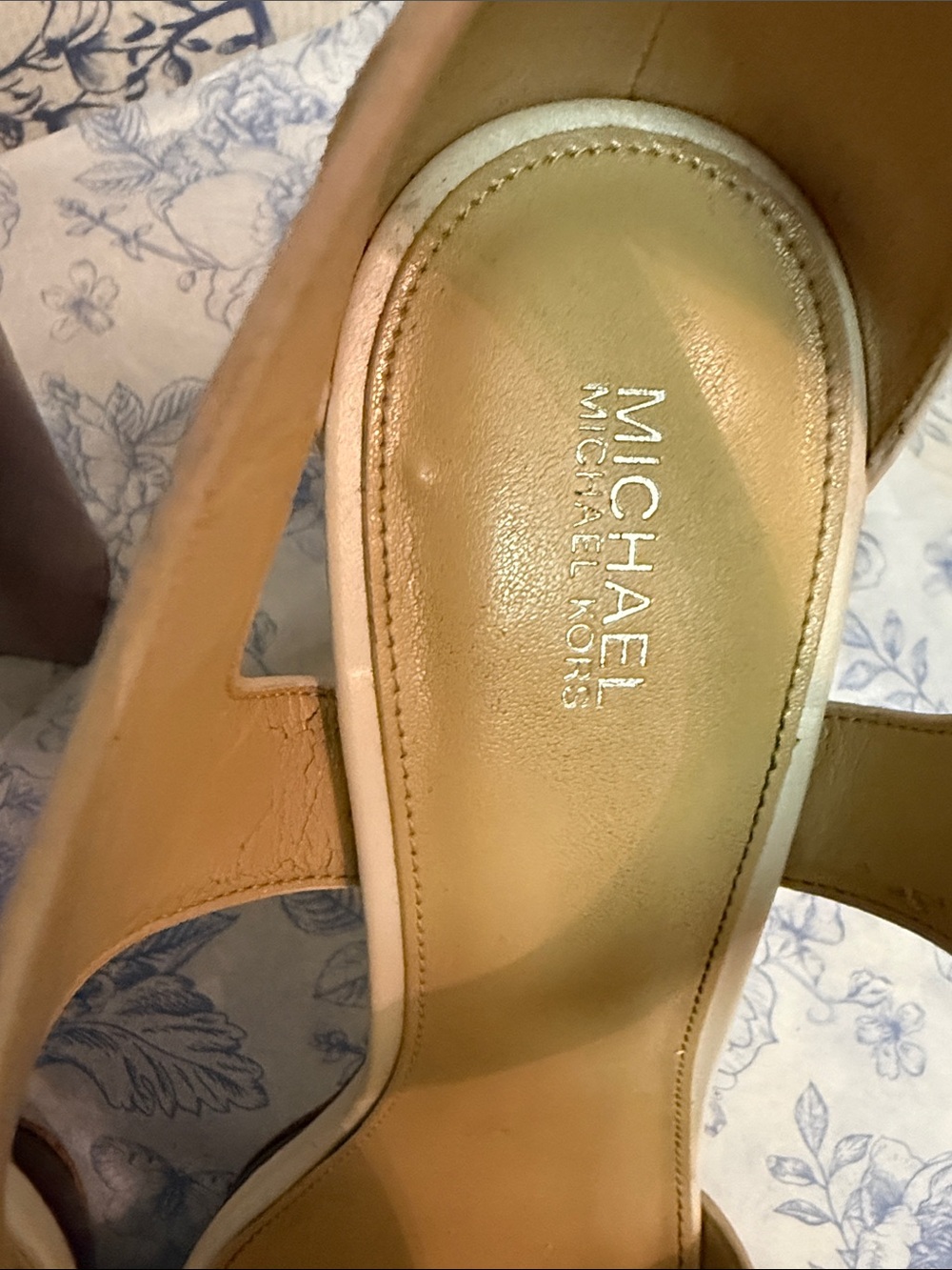Michael Kors Blush Beige Open-Toe Zipper Heels - Picture 2 of 14